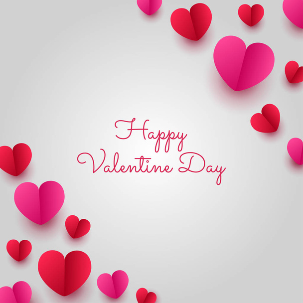 Happy valentines day paper cut style with colorful heart shape in white background - ベクター画像