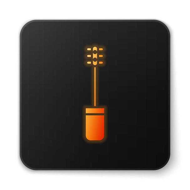Icône de brosse au néon brillant orange isolée sur fond blanc. Bouton carré noir. Illustration vectorielle
 - Vecteur, image