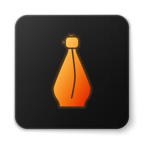 orange leuchtende Neon-Parfüm-Ikone isoliert auf weißem Hintergrund. schwarzer quadratischer Knopf. Vektorillustration - Vektor, Bild
