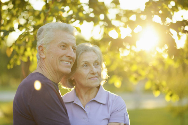 glückliches Senioren-Paar posiert im Park - Foto, Bild