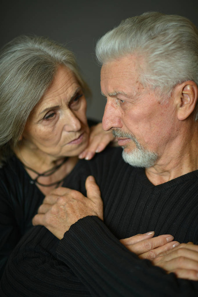 Portrait of sad senior couple posing at home  - Fotó, kép