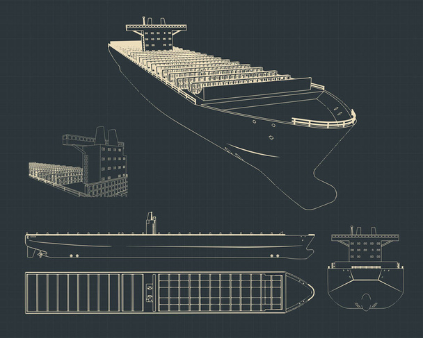 Velká kontejnerová loď Kresby - Vektor, obrázek