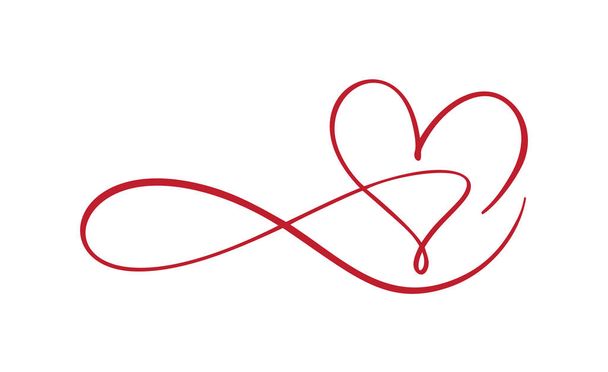 Logo miłości serca na zawsze. Zaprojektuj element kwitnący dla karty walentynkowej. Ilustracja wektora. Nieskończoność Romantyczny ślub symboli. Szablon koszulki, karty, plakatu - Wektor, obraz