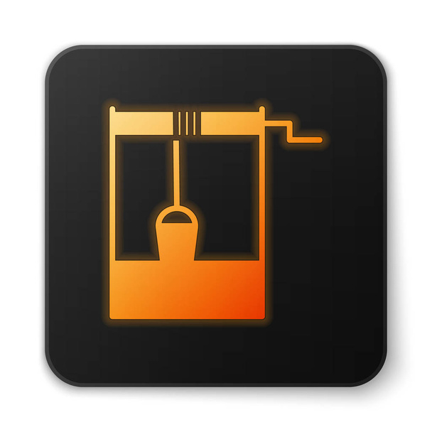 Fluo lumineux orange Bien avec un seau et une icône d'eau potable isolés sur fond blanc. Bouton carré noir. Illustration vectorielle
 - Vecteur, image