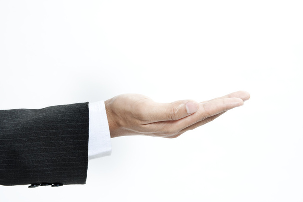 Empty businessman hand isolated on white - Фото, изображение