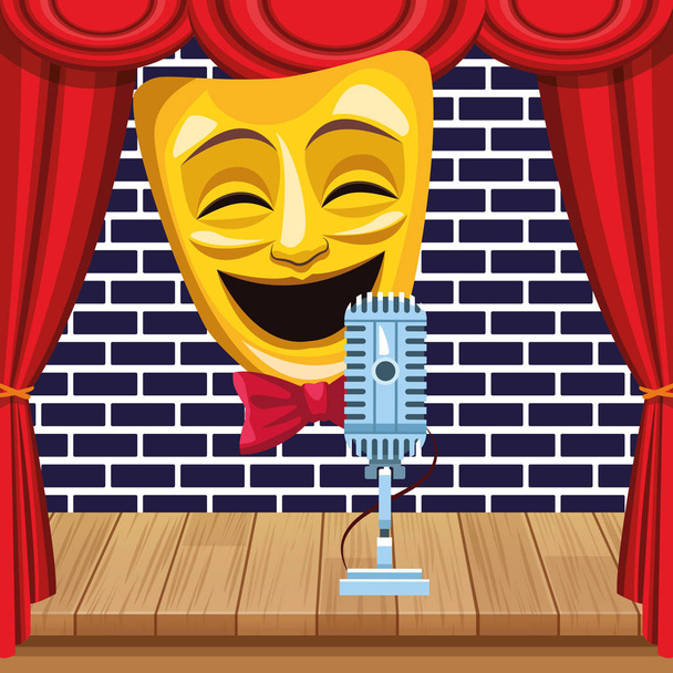 комедійний театр маска мікрофон звук встаньте комедійне шоу
 - Вектор, зображення