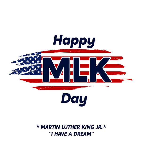 Martin Luther King Day Lettering with American Flag, Brush Splash Effect - Вектор, зображення