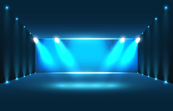 elvont háttér szoba színház kék színpad fény - Vektor, kép