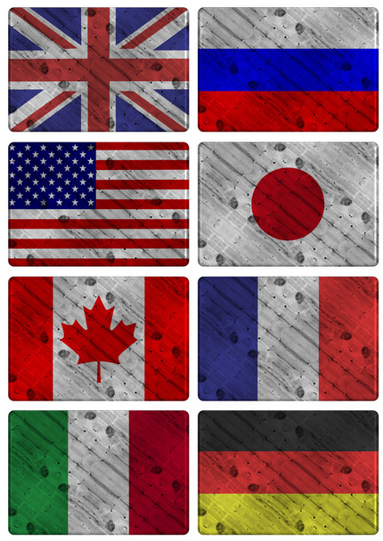 Bandeiras de madeira G8
 - Foto, Imagem
