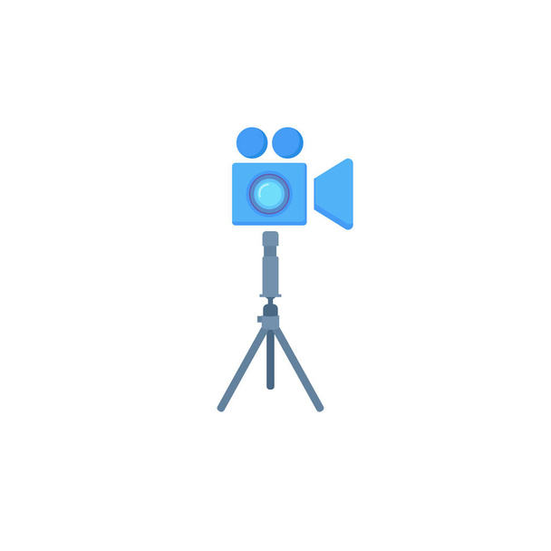 camera tripod colorful flat icon on white background - ベクター画像