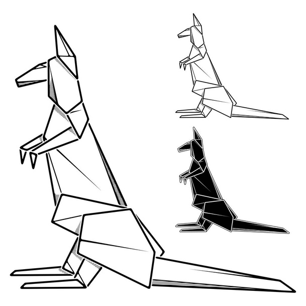 Изображение бумажного кенгуру оригами (контурный рисунок)
). - Вектор,изображение