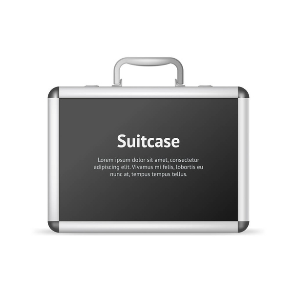Realistic 3d Detailed Blank Aluminum Suitcase Card. Vector - Vecteur, image