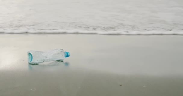 pet plastic bottle on beach - Footage, Video