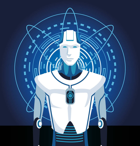 ρομπότ μηχανών cyborg τεχνολογίας τεχνητής νοημοσύνης - Διάνυσμα, εικόνα