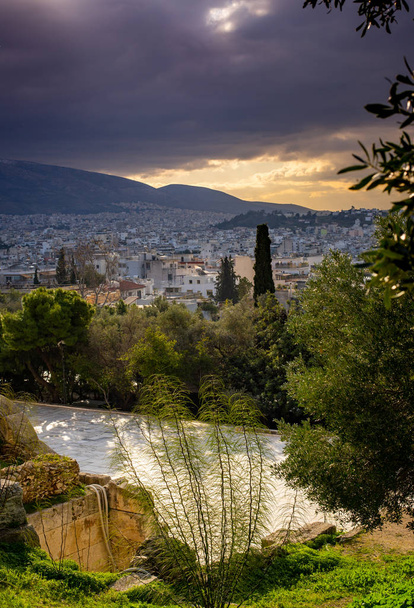 Athens cityscape  from Acropolis slope, sunset / sunrise time. C - Photo, Image