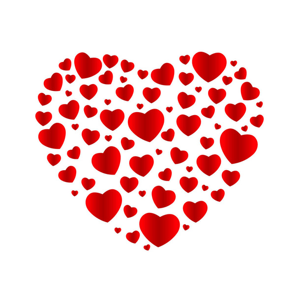 Jasně růžové abstraktní srdce, složené z mnoha srdcí. Koncept Valentýna, Den matek, Valentýna, svatba - Vektor, obrázek