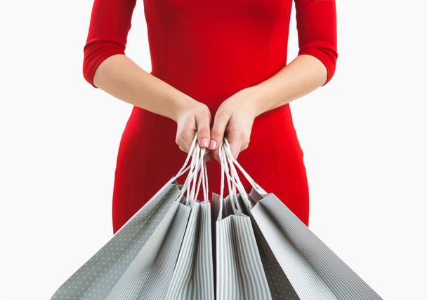 mujer con bolsas de compras - Foto, imagen