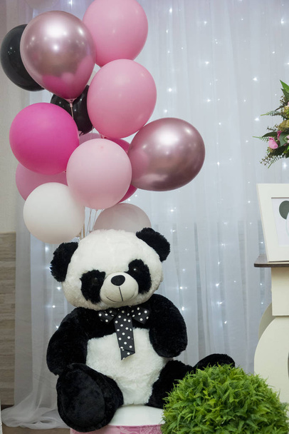 Girl birthday party decoration detail panda theme. - Foto, Imagem