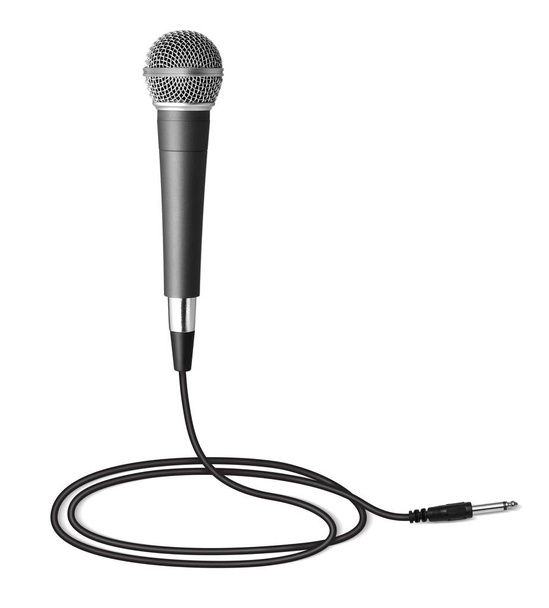 Microphone with cable on white background - Photo, Image