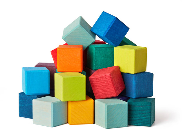 Multi color wooden toy blocks stack - Photo, Image