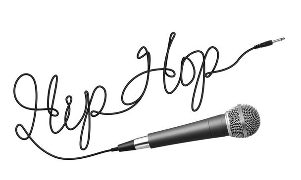 Hip Hop word made from cable and microphone - Photo, Image