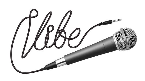 Слово Vibe, виготовлене з кабелю та мікрофона
 - Фото, зображення