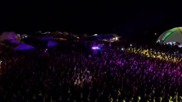 KUBANA, RUSSIA - AUGUST 1, 2013 Top sky view of huge public crowd of fans at open air concert Prodigy rock star band musical performance on AUGUST 1, 2013 in MUSIC FESTIVAL - Footage, Video