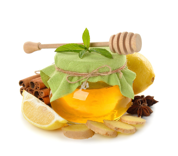 Honey, ginger, lemon and spices - Foto, afbeelding