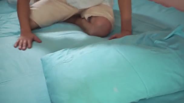 Sleeping man millennial, covered with a blanket, falls asleep. Healthy sleep - Felvétel, videó