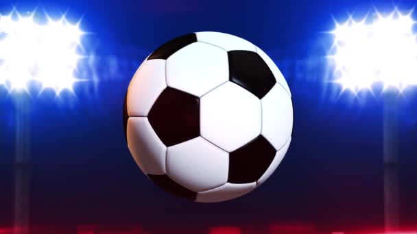 4k βίντεο Ποδόσφαιρο μπάλα στο γήπεδο Στάδιο φως φόντο - Πλάνα, βίντεο