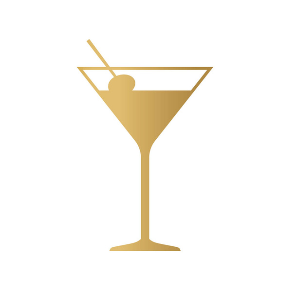 golden coctail glass icon- vector illustration - Vector, Image