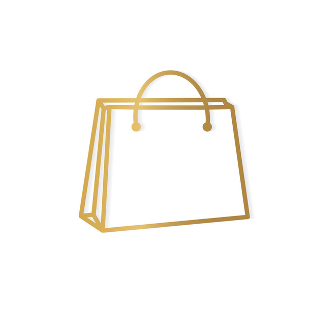 黄金のショッピングバッグのアイコン-ベクトルイラスト - ベクター画像