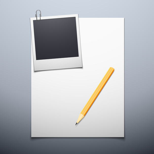 Blank paper and polaroid photo frame - Vector, Image