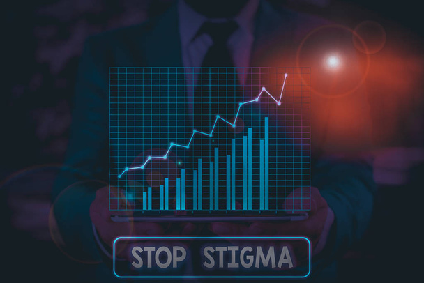 Fogalmi kézírás a Stop Stigma-ról. Fogalom jelentése véget ér az érzés, a rosszallás, hogy a legtöbb bemutató a társadalomban - Fotó, kép