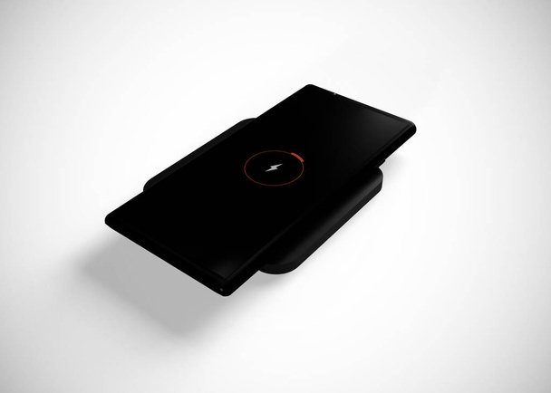 Smartphone,  Mobile Phone,  Back. Mock Up. 3D Render. Wireless Charge - Foto, Imagem