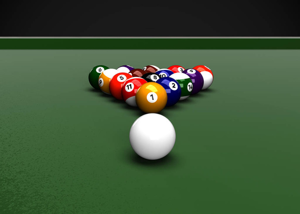 Billiard table. billiard balls, pool - Fotoğraf, Görsel