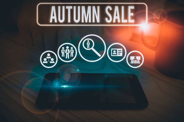 Word writing text Autumn Sale. Business photo showcasing having great discounts products on season after summer - Photo, Image