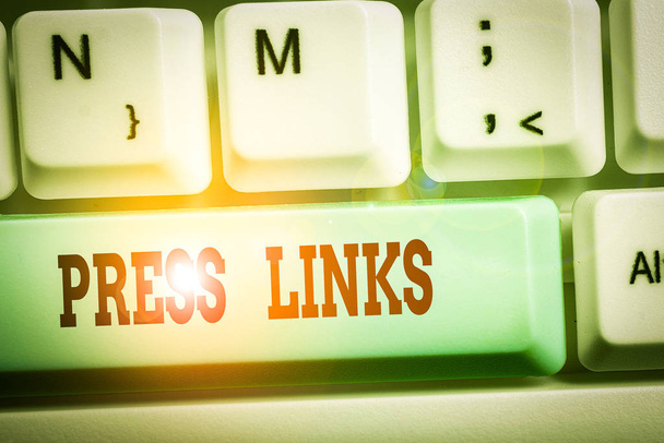 Wortschreiben Text Presse Links. Business-Foto präsentiert soll analysieren eine Website s ist Ranking in der Google-Suche - Foto, Bild