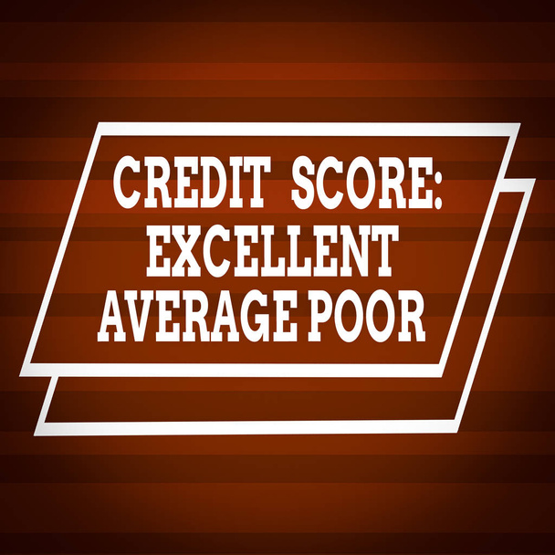 Szöveges jel mutatja Credit Score Kiváló Átlagos Szegény. Üzleti fotó szöveg Hitelképességi szint Értékelés Jelentés Különböző szélességű váltakozó vízszintes szalagok Szalagok Magenta árnyalatokban - Fotó, kép