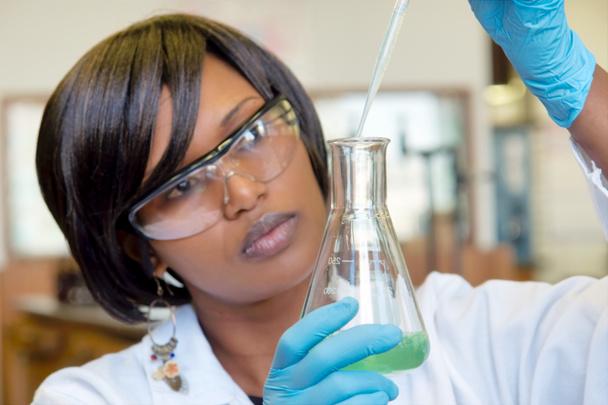 African female researcher with glass - Photo, Image