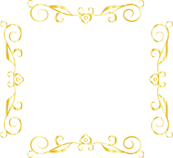 Gold Square antique pattern frame  - Vector, Image