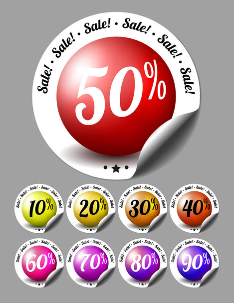 Sale stickers with percents - Vettoriali, immagini