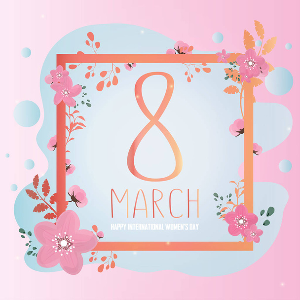 8 березня: Банер, листівка. З Міжнародним жіночим днем! Ілюстрації можуть бути використані в інформаційних бюлетенях, брошурах, листівках, квитках, рекламах, банерах. Вітаю з Днем жінок. Вектор - Вектор, зображення