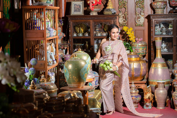 Beautiful woman in dress Thai style , Thai culture - Fotó, kép