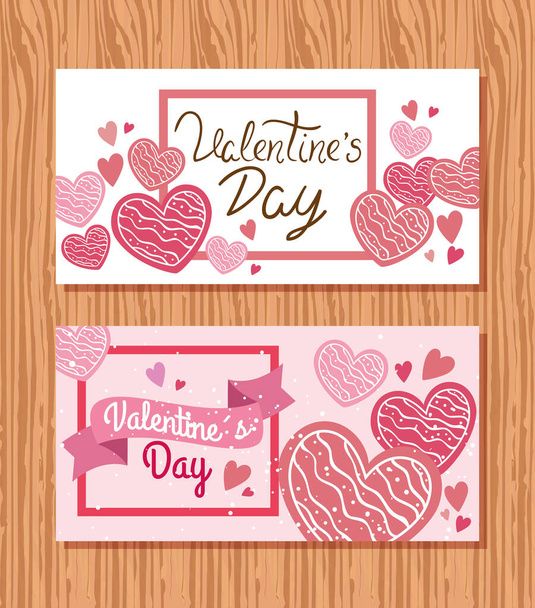 set of happy valentines day cards - Vector, afbeelding