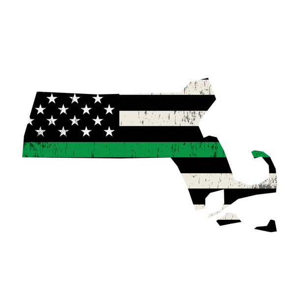 Estado de Massachusetts Apoyo Militar Bandera Americana Illustrati
 - Vector, Imagen