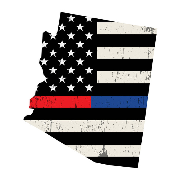 State of Arizona Police and Firefighter Support Flag Illustratio - Vector, Image