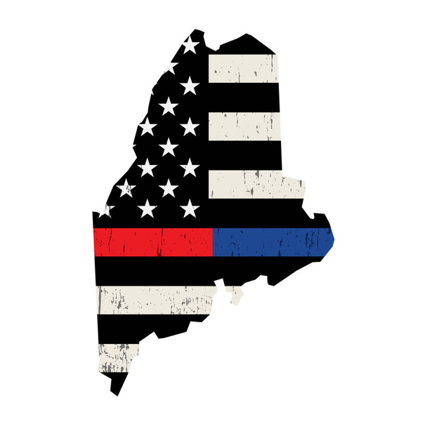 Stan Maine Policja i Strażak Wsparcie Flaga Ilustracja - Wektor, obraz