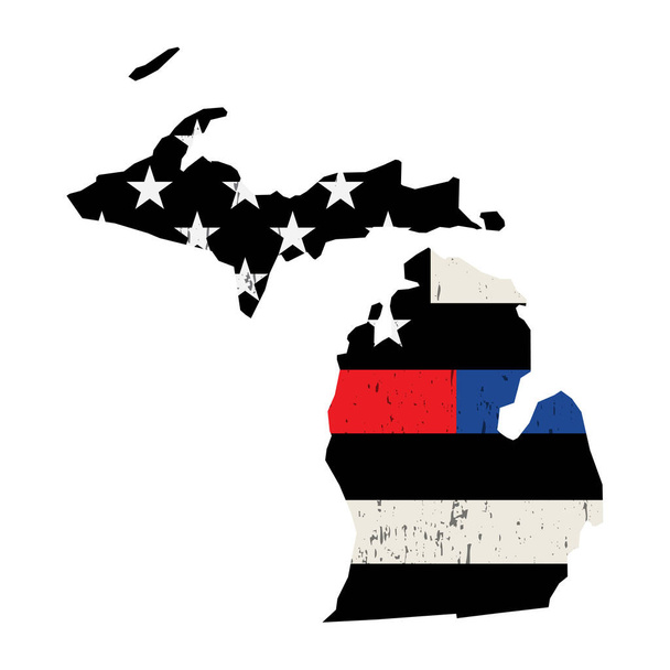 Stan Michigan Policja i Strażak Wsparcie Flaga Illustrati - Wektor, obraz