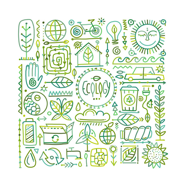 Set di icone dell'ecologia. Ambiente globale e riciclaggio
 - Vettoriali, immagini